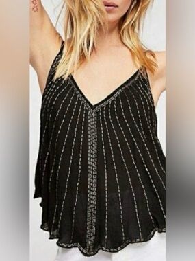 Free People  "Free Fly" Embellished Cami. Size Large